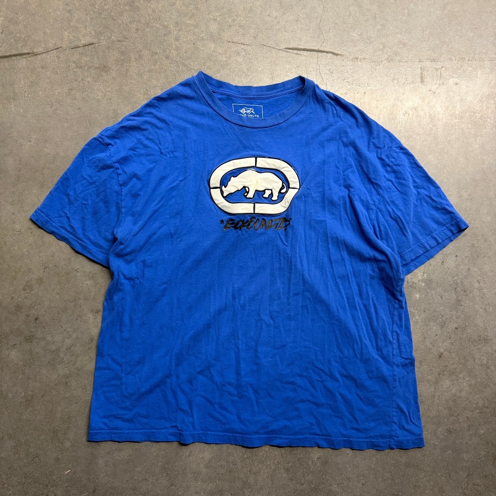 Ecko Unltd Mens XXXL Blue Rhino Graphic Logo T-Shirt Streetwear Cotton Tee